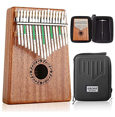 Gecko Kalimba Thumb Piano 17 Teclas, Madera De Caoba Portabl