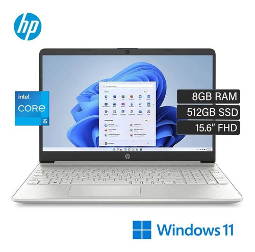 Laptop Hp 15-dy5000la, Intel Core I5, 8 Gb, 512 Gb Ssd, 15.6 Color Plateado Natural