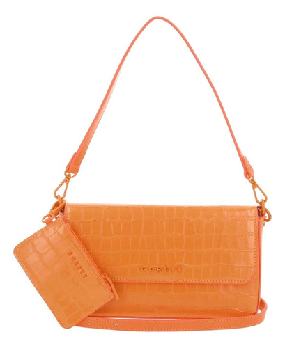 Bolsa Baguette Naranja Gorett Mujer Gs24006-o Diseño De La Tela Liso