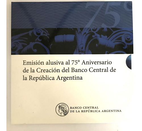 Monedas Argentinas Blister 2 Pesos 2010 75° A. Banco Central