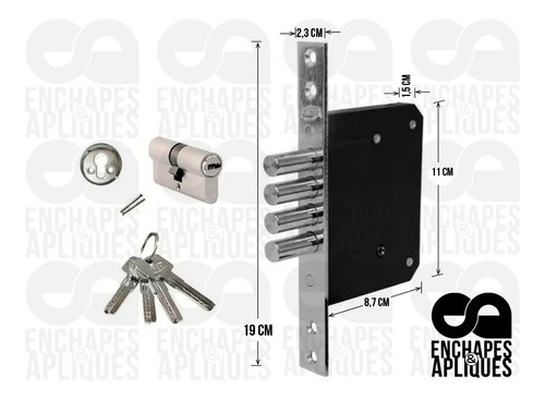 Imagen 2 de 6 de Cerradura Chapa Seguridad Llave Punto 4 Pernos Antisegueta