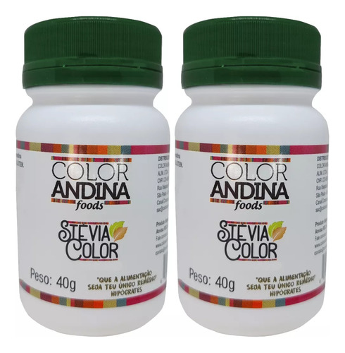 Kit 2 Adoçante Em Pó 100% Natural Stévia 40g - Color Andina