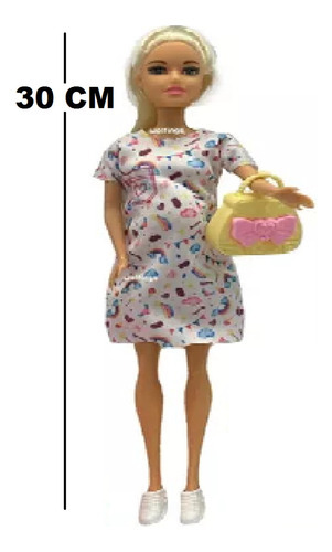 Imagen 3 de 3 de Muñeca Tiny Mama Futura Mamá Embarazada Bebe Cochecito Hija