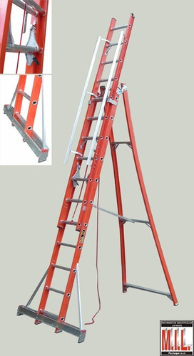 Escalera Fibra Vidrio Extensible C/ Apoyo Propio 28 Peldaños