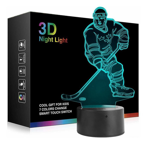 Luz Nocturna Para Jugador Hockey Lampara 3d Iluminacion
