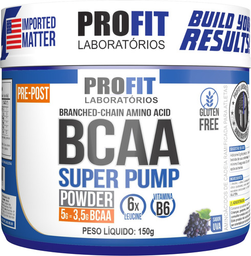 Bcaa 6:1:1 Em Pó Super Pump Powder 150g - Profit Labs Sabor Uva