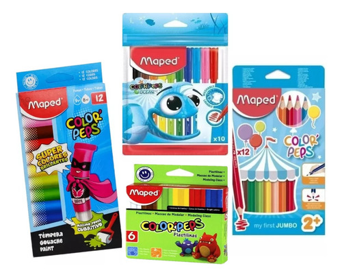 Kit Escolar Set Utiles Maped X4 Articulos Jardin Infantil