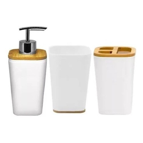 Kit Baño Accesorios Porta Cepillo Dispenser Jabón Vaso Set  