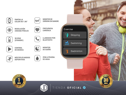 Smartwatch Reloj Inteligente Jd Venecia Rosa Gold Llamadas.*