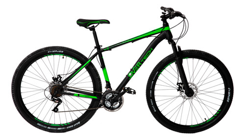 Bicicleta Mtb Overtech R29 Acero 21v Freno A Disco Pp Color Negro/Verde/Verde Tamaño del cuadro S