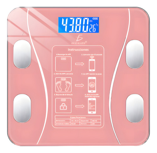 Bascula Digital Inteligente Con App Color Rosa Y Carga Usb Rosa