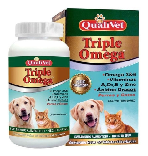 Imagen 1 de 5 de Triple Omega Vitaminas Perros Gatos Omega 3 Y 6