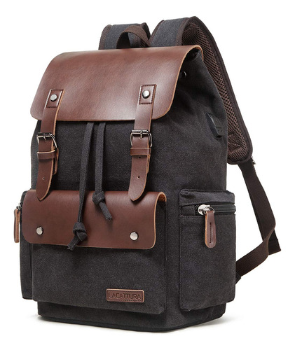 Lacattura Mochila De Cuero Vintage Para Hombres Y Mujeres, M