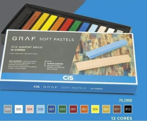 Cis Giz Pastel Seco Graf Soft Pastels  12 Cores Básicas