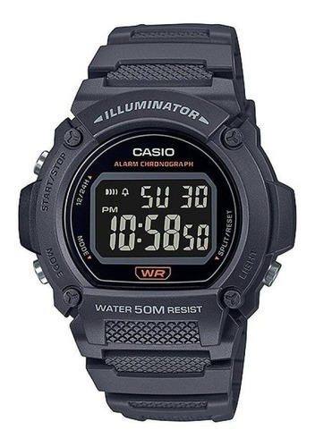 Reloj Casio Digital W-219 Alarma Cronometro Display Negativo Color de la correa Gris Color del fondo Gris claro