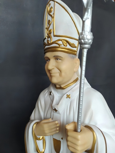 Imagem De Papa Joao Paulo Ii 67 Cm Em Resina Cor Pintura A Mão