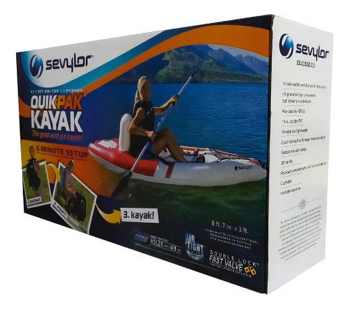 Kayak K1 Descubierto Quikpak 1 Per Con Remo Y Bomba Sevylor Color Blanco