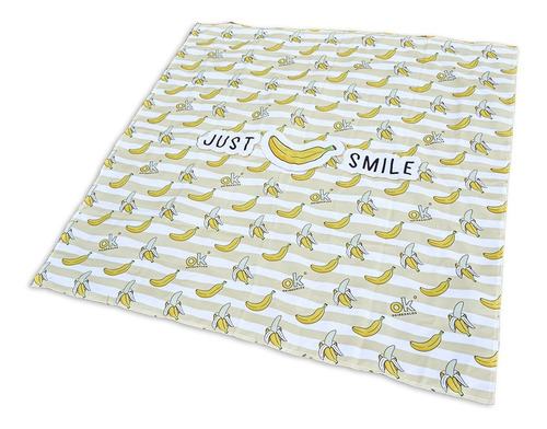Imagen 2 de 7 de Lona Playera Lona Picnic Con Bolsa 140x140 Banana Just Smile