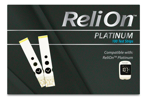 Relion Platinum 100 Tiras Glucosa Color Negro