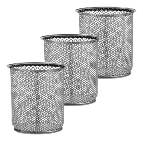 3 Pack Porta Lápices De Malla Mesh Gris