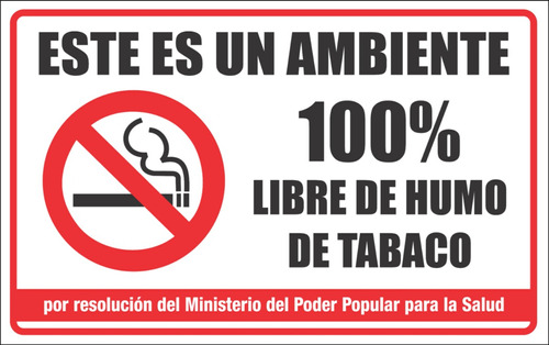 Aviso 100% Libre De Humo 50 X 80