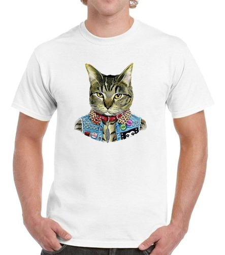 Remera De Hombre Cat Fashion Gato Cool Rockero