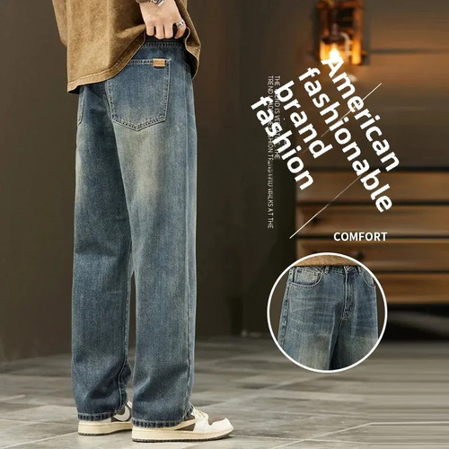 Vaqueros Holgados De Pierna Recta Para Hombre De Estilo Vint