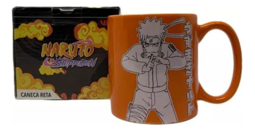 Caneca Anime Naruto Uzumaki Shippuden Jutsu Manga Piticas Cor Laranja