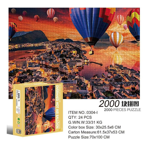 Puzzle Rompecbezas 2000 Piezas Viaje En Globo Aerostático 