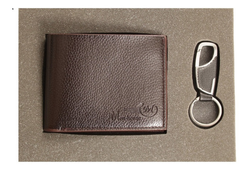 Imagen 1 de 8 de Set Cartera Para Hombre Tipo Piel Billetera Y Llavero