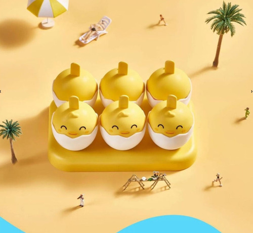 Molde Para Hacer Helados Niños Bebes X 6 Palitos Pollitos Color Amarillo