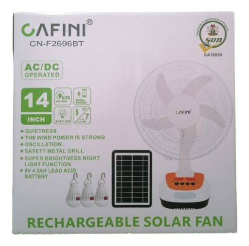 Ventilador Solar Usb + Radio + Bt + Tf +lampara Y Focos 