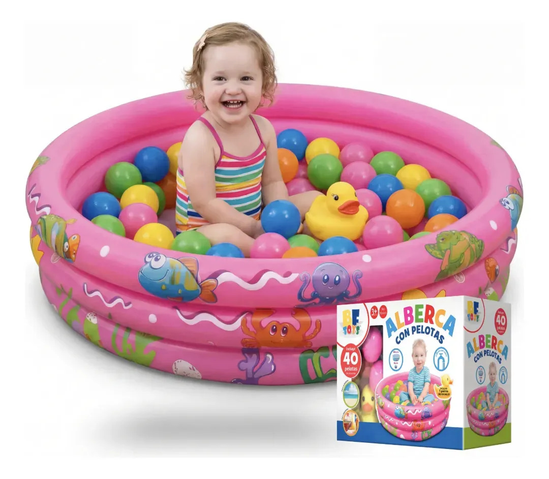 Alberca Inflable Bf Toys Con Pelotas Incluidas Rosa Chicle