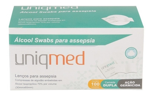 Álcool Swab 70% Saches Lenços Umedecidos 100un - Uniqmed