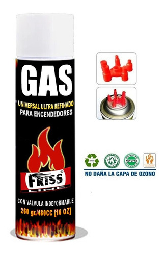 Gas Butano Para Recargar Todo Tipo  Encendedores Adaptadores