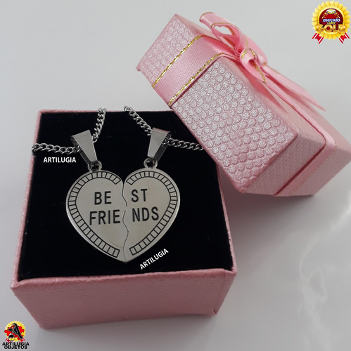 Dije Collar Corazon Best Friend Acero Cadena Estuche