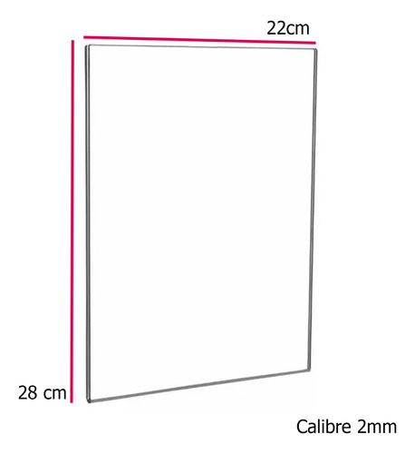 Portamenu Acrílico / Tamaño Carta / A Pared / Calibre 2mm