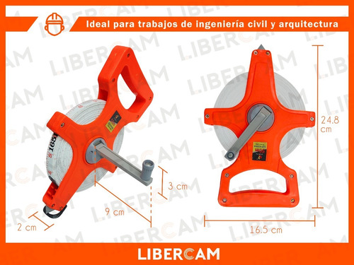Imagen 4 de 10 de Cinta Metrica Agrimensor 50 Metros Flexible Plegables Manija