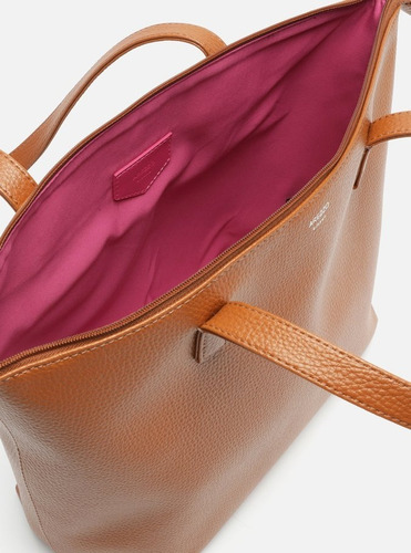 Bolsa Arezzo Shopping Grande Preta Cor Marrom Desenho do tecido Liso