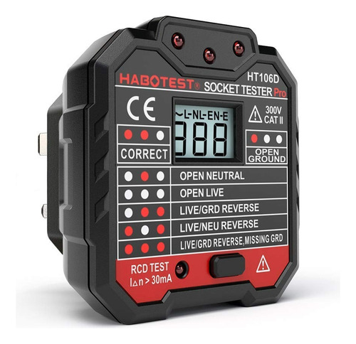 Probador De Toma De Corriente Con Pantalla Lcd Prueba De Rcd