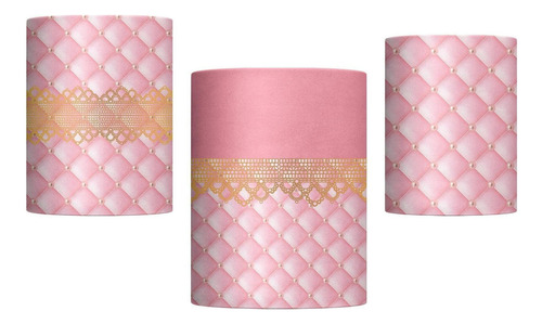 Trio Capas Cilindros Sublimado Coroa Rosa Tecido Veste Fácil