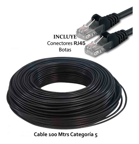 (100 Metros) Cable Utp Cat5e 70% Cobre Botas/conectores     