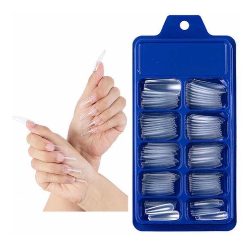 Caja 100 Uñas Postizas Transparentes Mujer Belleza Nails Gel