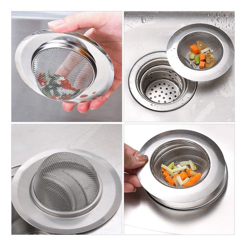 Filtro De Drenaje Para Lavabo De Acero Inoxidable, 6 Unidade