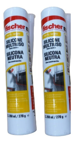 Silicona Sellador Neutra Fischer Negro 260ml X2u