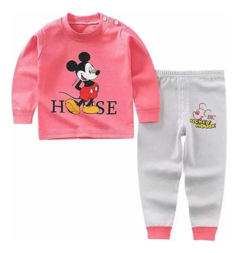 Pijamas Infantil Niña ( Rosa Con Gris )