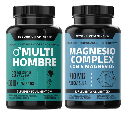 Kit 1 Multivitaminico Hombre + 1 Magnesio Complex Sabor Sin sabor