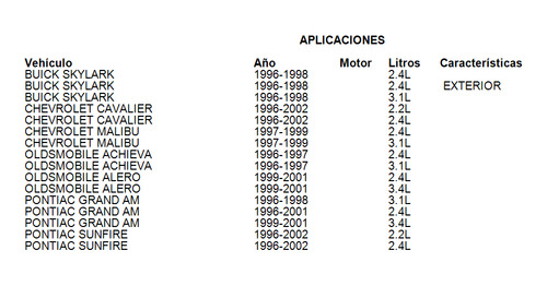 Junta Distribucion Exterior Buick Skylark 1996-1998 2.4l