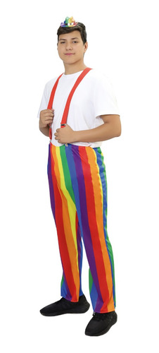 Disfraz Pride Orgullo Lgtb Pantalon De Arcoiris Con Sombrerito Y Tirantes Unisex Adulto