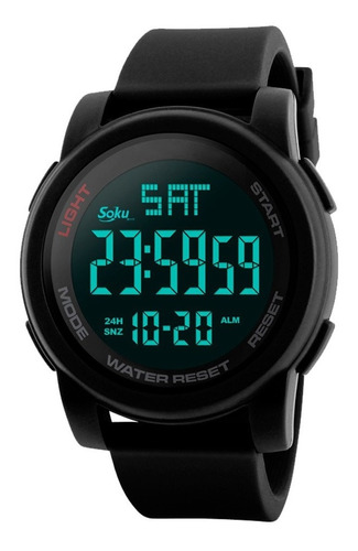 Reloj Digital Deportivo Dual Cronometro Sumergible Sk Color del bisel Negro